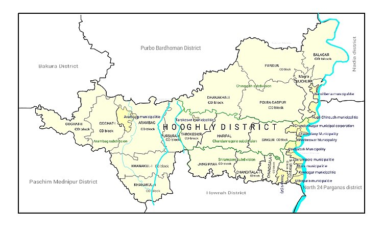 Map of Hooghly district showing CD blocks and municipal areas Map of hooghly district .jpg