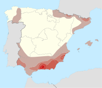 Mapa de peligrosidad sísmica en España.