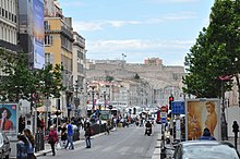 Marseille (France), Canebière and Fort Saint-Nicolas.JPG