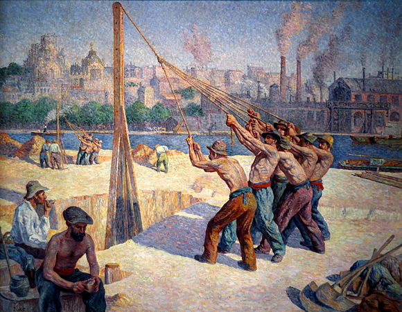 Maximilien Luce, Les Batteurs de pieux (entre 1902 et 1905), Paris, musée d'Orsay.