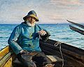 Michael Ancher - En Skagensfisker siddende i en jolle - 1864-1928.jpg