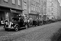 Pohřeb Miiny Sillanpää, pohřební procesí Lapinlahdenkatu, 1952