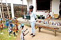 Rhode Makoumbou and some of her sculptures