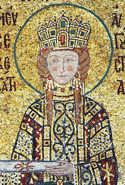 Mosaic portrait of Empress Irene on the Comnenos mosaic in the Hagia Sophia, Constantinople (now Istanbul)