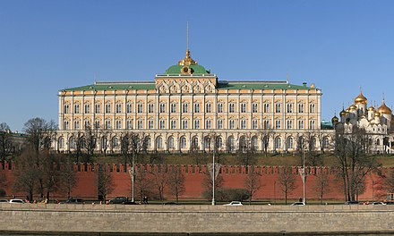 Grand Kremlin Palace, commissioned 1838 by Czar Nicholas I, constructed 1839–1849, today the official residence of the President of Russia
