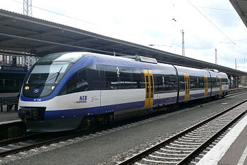 A Bombardier Talent operated by NEB at Berlin-Lichtenberg. NEB VT 736 1.jpg