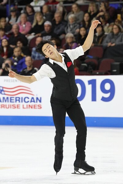 Nathan Chen performing his short program at 2019 Skate America