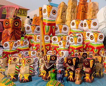 Wooden Owls of Natungram, West Bengal, India. The wooden owl is an integral part of an ancient and indigenous tradition and art form in Bengal.
