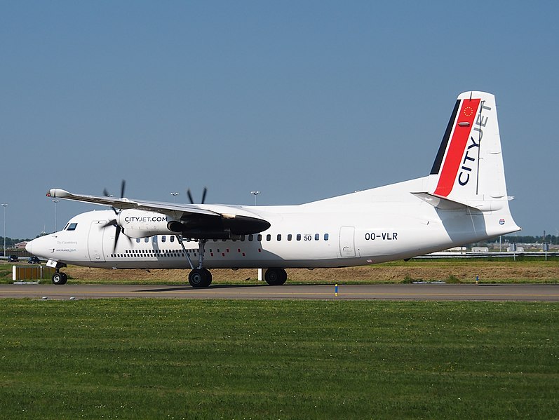 File:OO-VLR CityJet Fokker 50 taxiing at Schiphol (AMS - EHAM), The Netherlands, 18may2014, pic-3.JPG