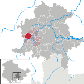 Poziția Oberhain pe harta districtului Saalfeld-Rudolstadt