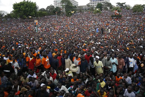 ODM supporters at a political rally at Uhuru Park, 2007