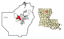 Ouachita Parish Louisiana Incorporated and Unincorporated areas West Monroe Highlighted.svg