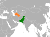 نقشهٔ موقعیت پاکستان و ترکمنستان.