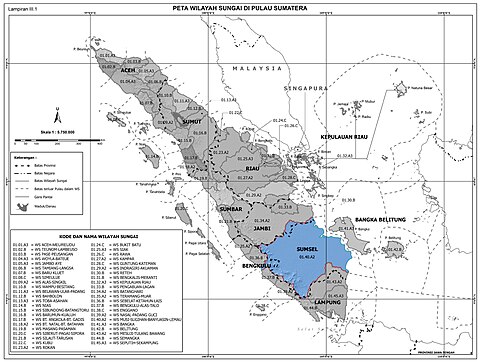 Peta wilayah kerja Balai Besar Wilayah Sungai (BBWS) Sumatera VIII