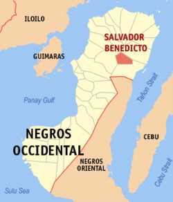 Mapa ng Negros Occidental na nagpapakita sa lokasyon ng Salvador Benedicto.