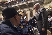 Vice President Pence participates in an honor flight reception in the Indian Treaty Room Photo of the Day- 5-9-17 (34580413745).jpg