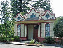 The historic Mission Revival style Portola Valley School, built 1909.