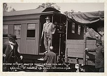 Prime Minister Richard Seddon on the Hokitika-Ross railway, West Coast, ca 22 Jan 1906 Premier Seddon Hokitika-Ross railway, West Coast, ca 22 Jan 1906.jpg