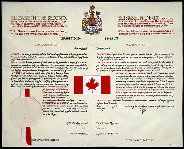 Royal proclamation of the national flag of Canada