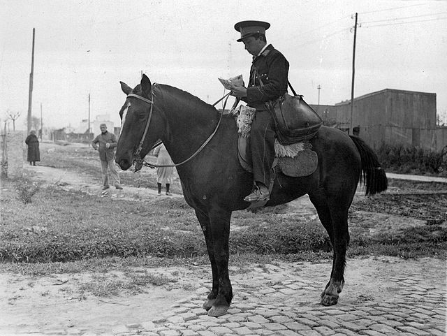 20th-century mounted postman in Buenos Aires