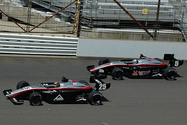 The team's cars in 2008 driven by J. R. Hildebrand (left) and Andrew Prendeville (right)