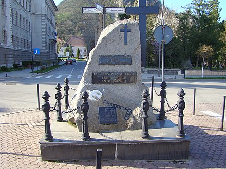 The "Monument of the anti-Communist fighters" in Deva, commemorating a member of the Iron Guard (Ion Gavrilă Ogoranu)