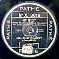 Label der frz. Pathé von etwa 1927, Aufnahme mit der Sängerin Mistinguett