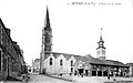 Retiers : l'église et les halles au début du XXe siècle (carte postale).