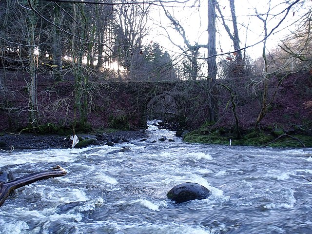 The Carron at its confluence with the Garvald Burn, near Fankerton.