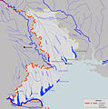 Mapa hidrografic de l'óblast on es poden apreciar rius, límans i albuferes. (en rus)