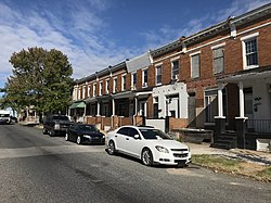 Rowhouses on the 1600 block of E. 25th Street in Darley Park, Baltimore
