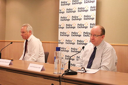 Finkelstein (right) with Francis Maude, at a Policy Exchange event in 2013