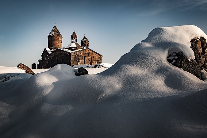 Saghmosavank monastery at winter, Armenia by Hayk Hovhannisyan