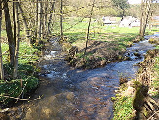 The Schleifbach (right) flows into the Haslochbach (left)