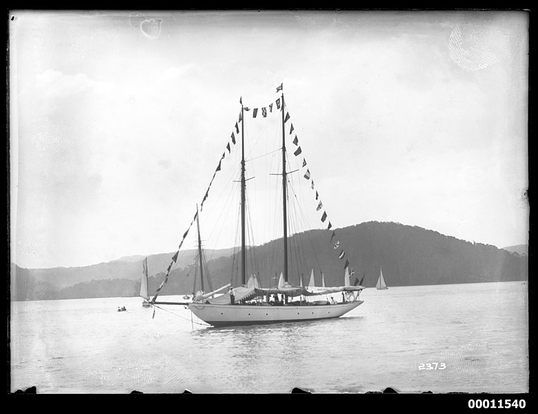 File:Schooner ADA with bunting at the Pittwater Regatta, Sydney (8262171919).jpg