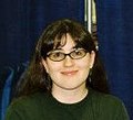 Shaenon K. Garrity at the Cartoon Art Museum booth at WonderCon 2005