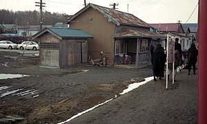 春別車站車站大樓（從月台一方拍攝） （1989年3月）