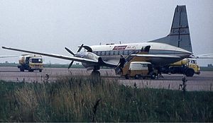 Skyways Coach-Air Avro 748 in the late-1960s Skyways Coach Air HS-748 Wheatley.jpg