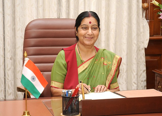 Sushma Swaraj taking charge as the Union Minister for External Affairs, in New Delhi on 28 May 2014