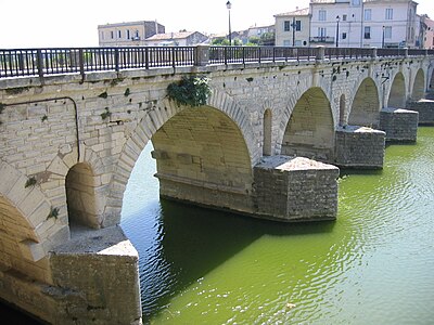 Bridge at Sommières across river Vidourle, Gard, France (Tiberius, 1st century)