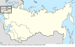 Map of the change to the Soviet Union on 12 November 1939