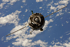 The Soyuz TMA-01M spacecraft approaches the ISS.