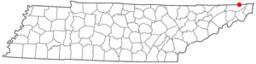 Karta över Sullivan County. Den röda punkten markerar Bristol.