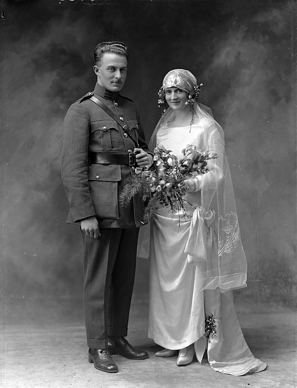 Wedding of Major Michael Joseph Bishop and Patricia Foley, 1924. "Major" Bishop (ranks were not fully standardised in the 1920s) was actually a Colone