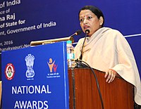 The Minister of State for Women and Child Development, Smt. Krishna Raj addressing at the presentation ceremony of the National Awards to Anganwadi Workers for the year 2014-15 and 2015-16, in New Delhi on December 22, 2016.jpg