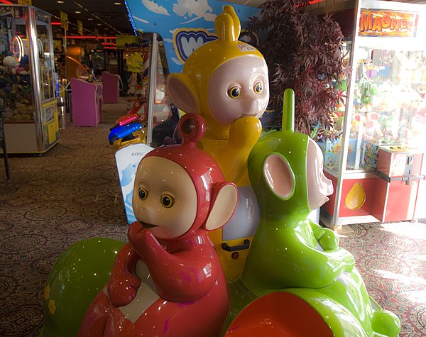 A kiddie ride featuring the Teletubbies characters.