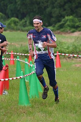 Thierry Guergiou tijdens de middellange afstand finale van de wereldkampioenschappen in Aichi, Japan (2005)