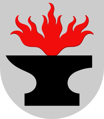 A fiery anvil in the coat of arms of the Tohmajärvi municipality