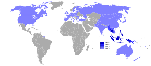 Countries that entered into the treaty by date