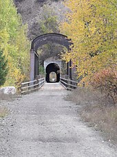 Eastward view of former railway bridge and tunnel, Princeton, 2010 Tulameen Bridge and Tunnel - panoramio.jpg